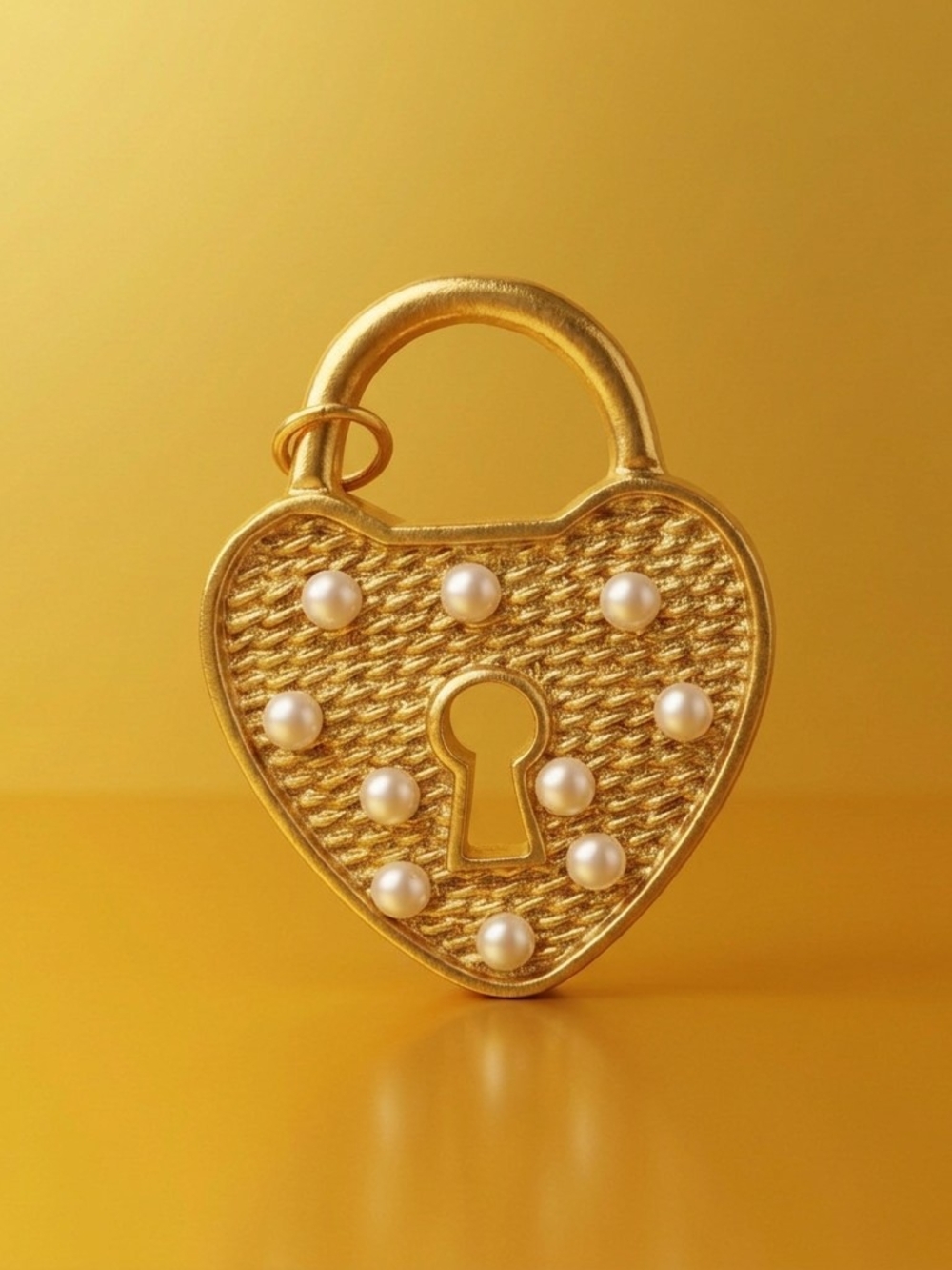 Gold Heart Padlock with Pearl Accents